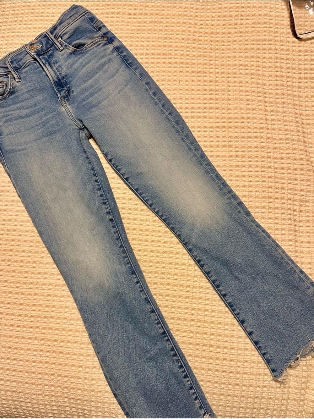 MOTHER Light Blue Ankle Crop Stretch Jeans